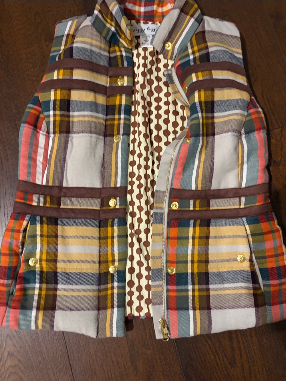 Dizzy Lizzie Multicolor Plaid Puffer Vest - Women’s Sz small S fall